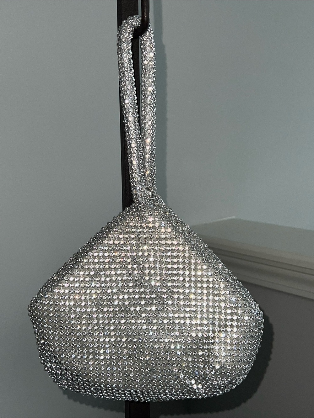 Crystal Rhinestone Evening Bag – Silver Wristlet Clutch